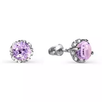 Серьги с аметистами и фианитами Линии Любви