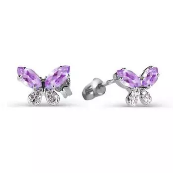 Серьги с аметистами и фианитами Линии Любви