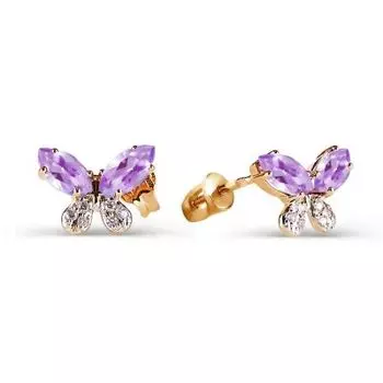 Серьги с аметистами и фианитами Линии Любви