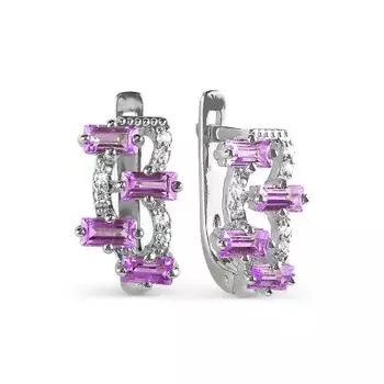 Серьги с аметистами и фианитами Линии Любви