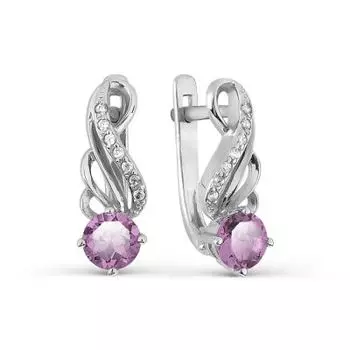 Серьги с аметистами и фианитами Линии Любви