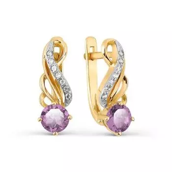 Серьги с аметистами и фианитами Линии Любви