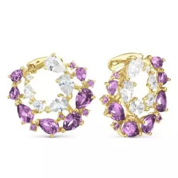 Серьги с аметистами и фианитами Линии Любви