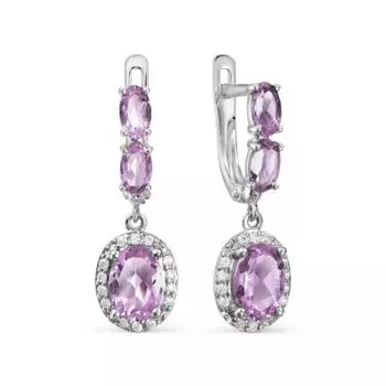 Серьги с аметистами и фианитами Линии Любви