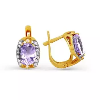 Серьги с аметистами и фианитами Линии Любви