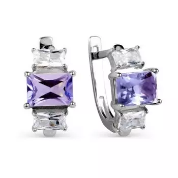Серьги с аметистами и фианитами Линии Любви