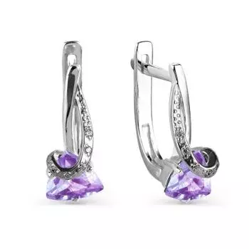 Серьги с аметистами и фианитами Линии Любви