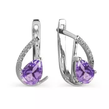 Серьги с аметистами и фианитами Линии Любви