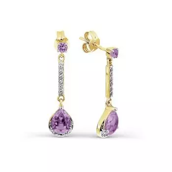 Серьги с аметистами и фианитами Линии Любви