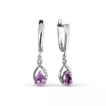 Серьги с аметистами и фианитами Линии Любви