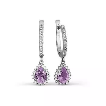 Серьги с аметистами и фианитами Линии Любви