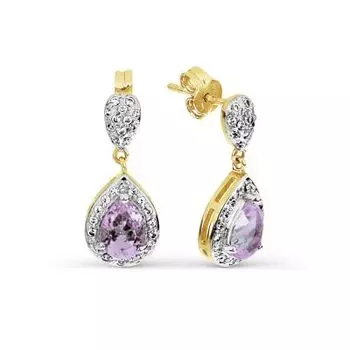 Серьги с аметистами и фианитами Линии Любви