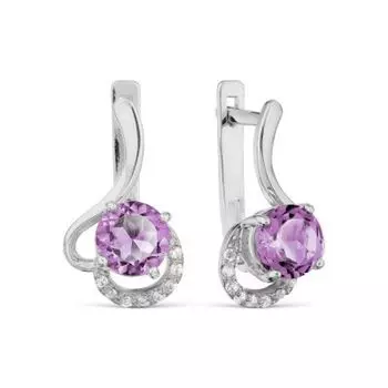 Серьги с аметистами и фианитами Линии Любви