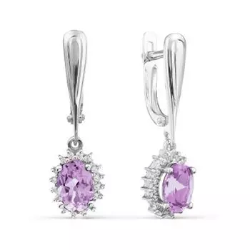Серьги с аметистами и фианитами Линии Любви