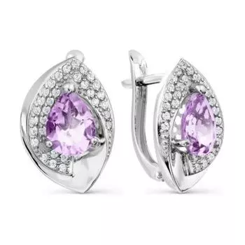 Серьги с аметистами и фианитами Линии Любви