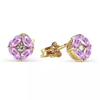 Серьги с аметистами и фианитами Линии Любви