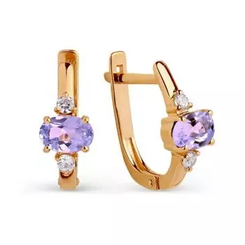 Серьги с аметистами и фианитами Линии Любви