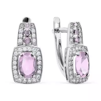 Серьги с аметистами и фианитами Линии Любви