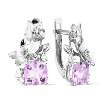 Серьги с аметистами и фианитами Линии Любви