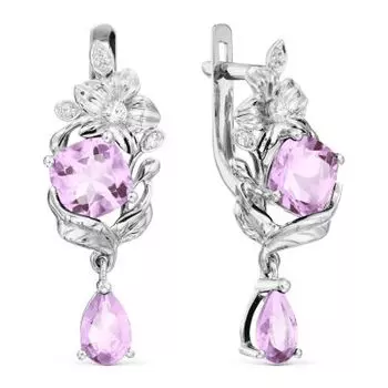 Серьги с аметистами и фианитами Линии Любви