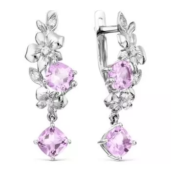 Серьги с аметистами и фианитами Линии Любви