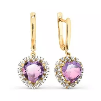 Серьги с аметистами и фианитами Линии Любви