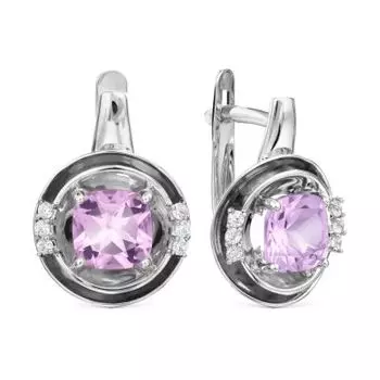 Серьги с аметистами и фианитами Линии Любви