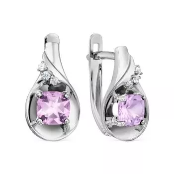 Серьги с аметистами и фианитами Линии Любви