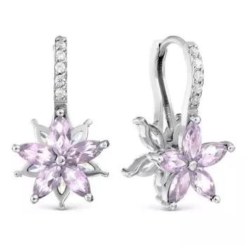 Серьги с аметистами и фианитами Линии Любви
