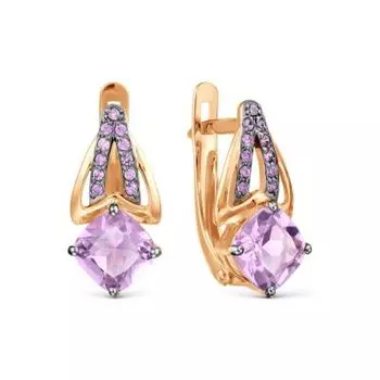 Серьги с аметистами и фианитами Линии Любви