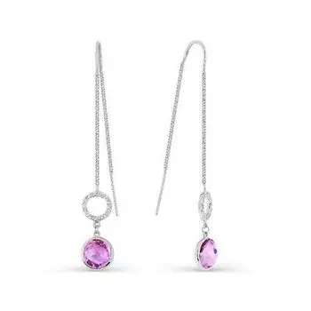 Серьги с аметистами и фианитами Линии Любви