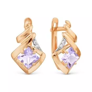 Серьги с аметистами и фианитами Линии Любви