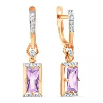 Серьги с аметистами и фианитами Линии Любви
