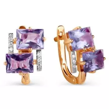 Серьги с аметистами и фианитами Линии Любви
