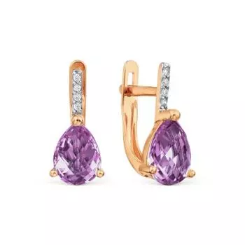 Серьги с аметистами и фианитами Линии Любви