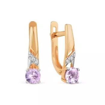 Серьги с аметистами и фианитами Линии Любви