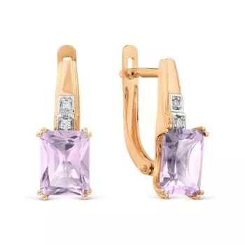 Серьги с аметистами и фианитами Линии Любви
