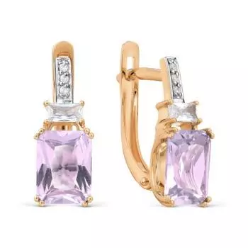 Серьги с аметистами и фианитами Линии Любви