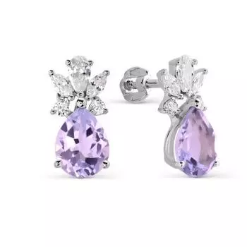 Серьги с аметистами и фианитами Линии Любви