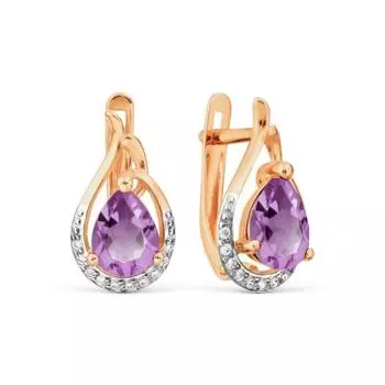 Серьги с аметистами и фианитами Линии Любви