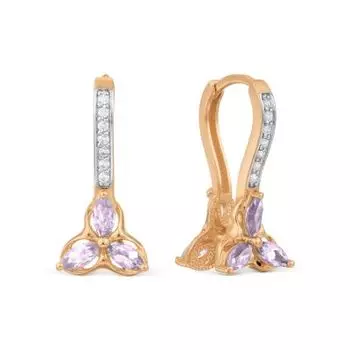 Серьги с аметистами и фианитами Линии Любви