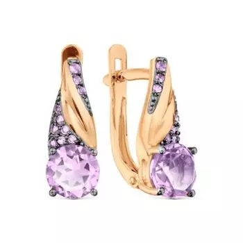 Серьги с аметистами и фианитами Линии Любви