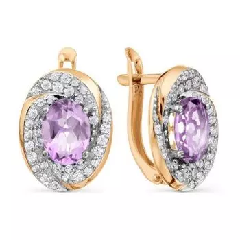 Серьги с аметистами и фианитами Линии Любви
