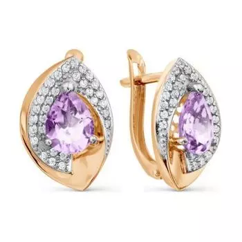 Серьги с аметистами и фианитами Линии Любви