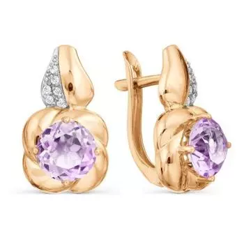 Серьги с аметистами и фианитами Линии Любви
