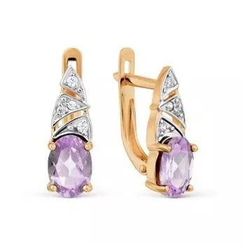 Серьги с аметистами и фианитами Линии Любви