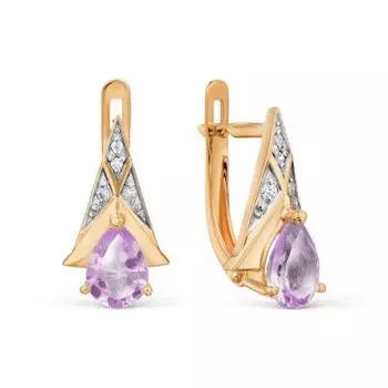 Серьги с аметистами и фианитами Линии Любви