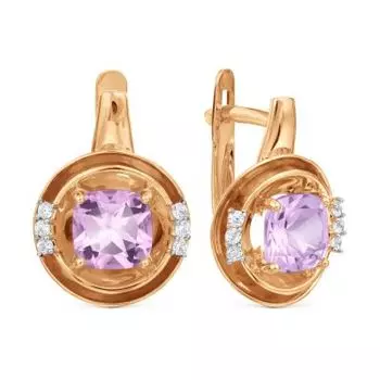 Серьги с аметистами и фианитами Линии Любви