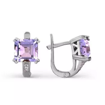 Серьги с аметистами и фианитами Линии Любви