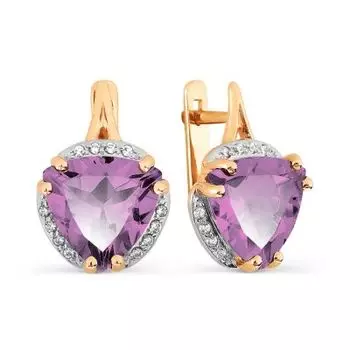 Серьги с аметистами и фианитами Линии Любви